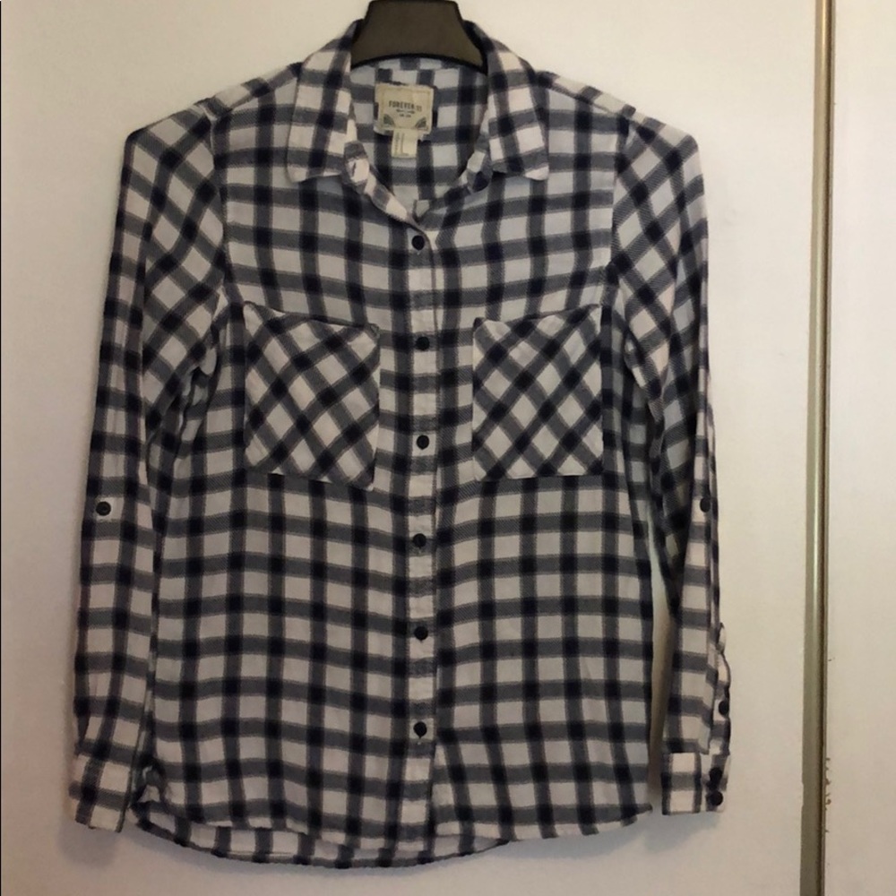 Forever 21 Medium Blue & White Checked flannel
